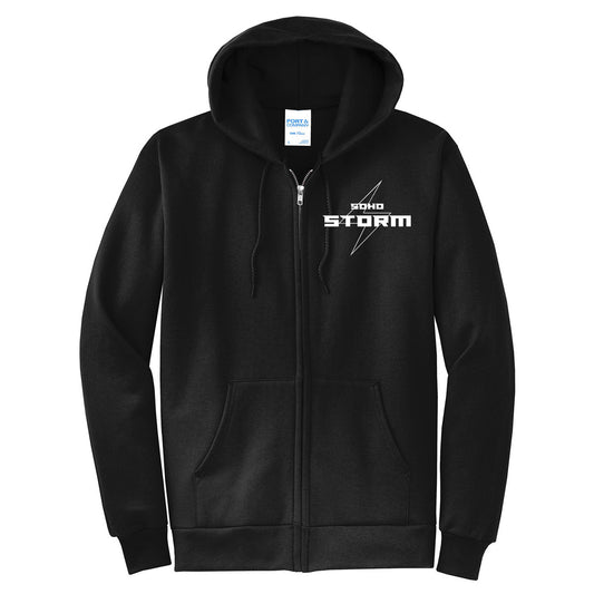 SOHO - Fleece Full-Zip Hoodie with SOHO Storm Solid Lightning Bolt Logo - Black (PC78ZH/PC90YZH) - Southern Grace Creations