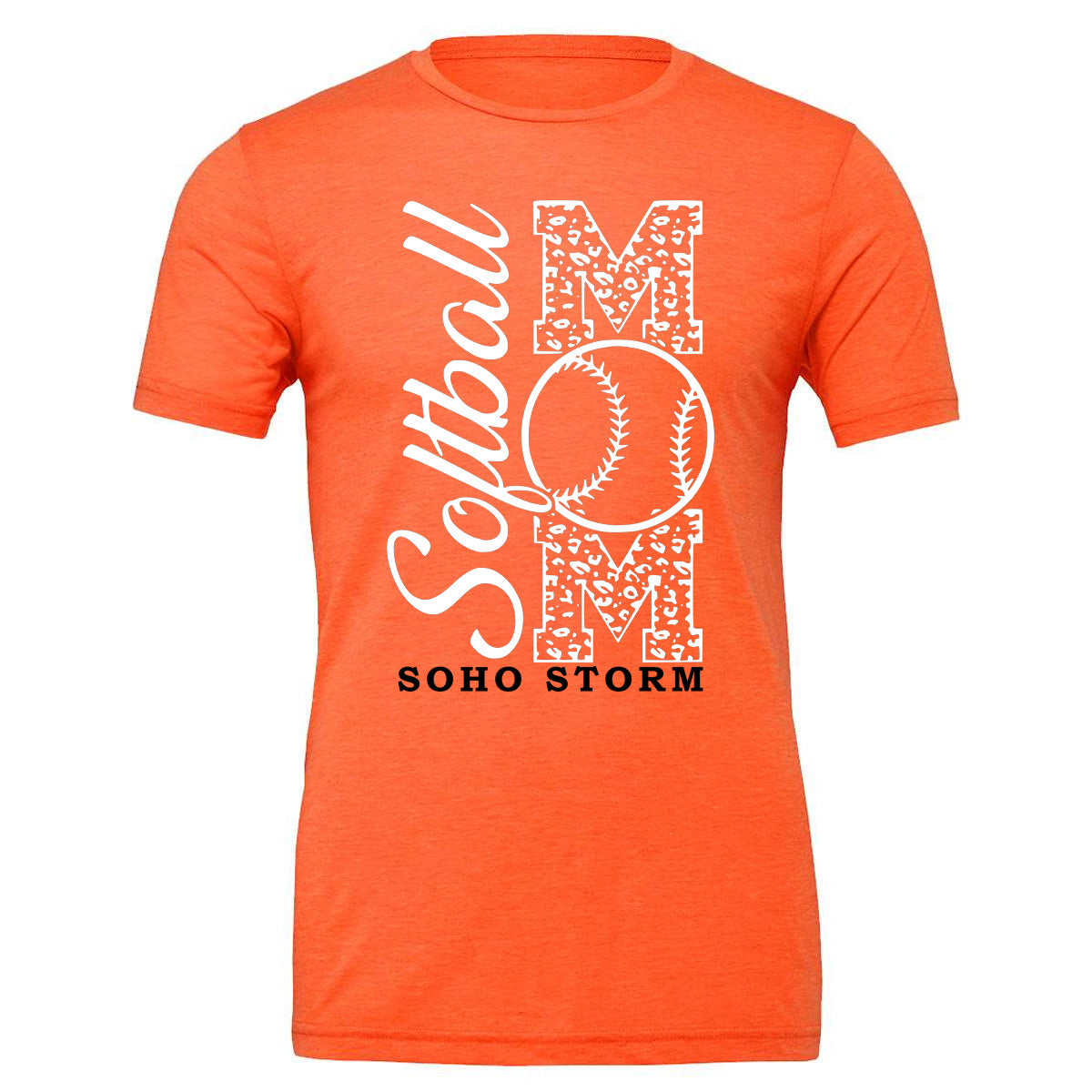 SOHO - Softball Mom Leopard Letters - Orange (Tee/Hoodie/Sweatshirt) - Southern Grace Creations