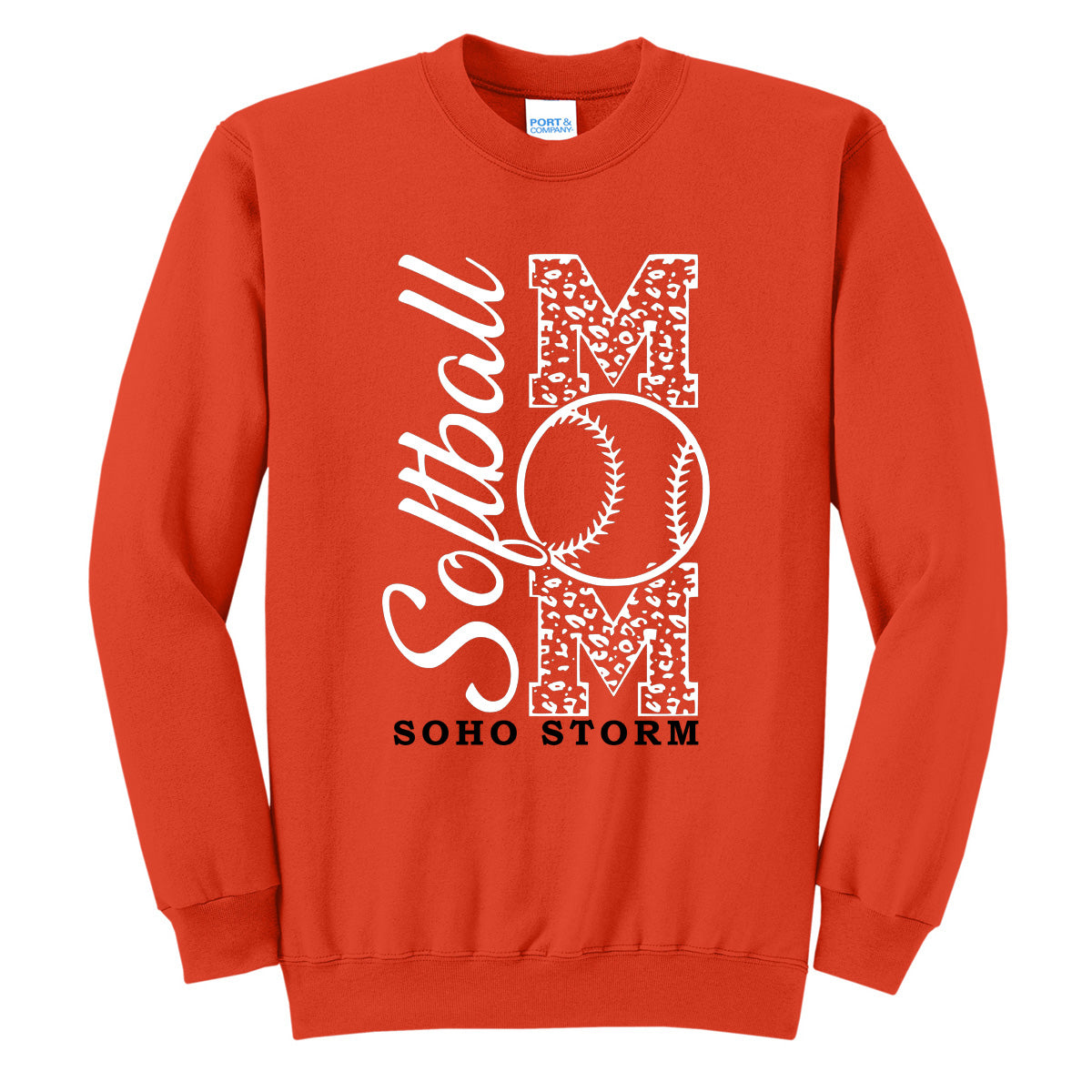 SOHO - Softball Mom Leopard Letters - Orange (Tee/Hoodie/Sweatshirt) - Southern Grace Creations