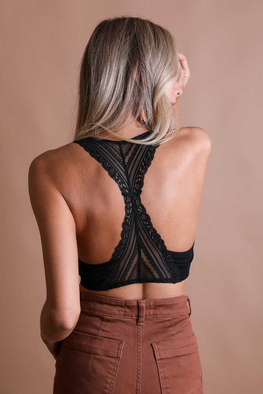 Seamless Front Lace Racerback Bralette - Southern Grace Creations