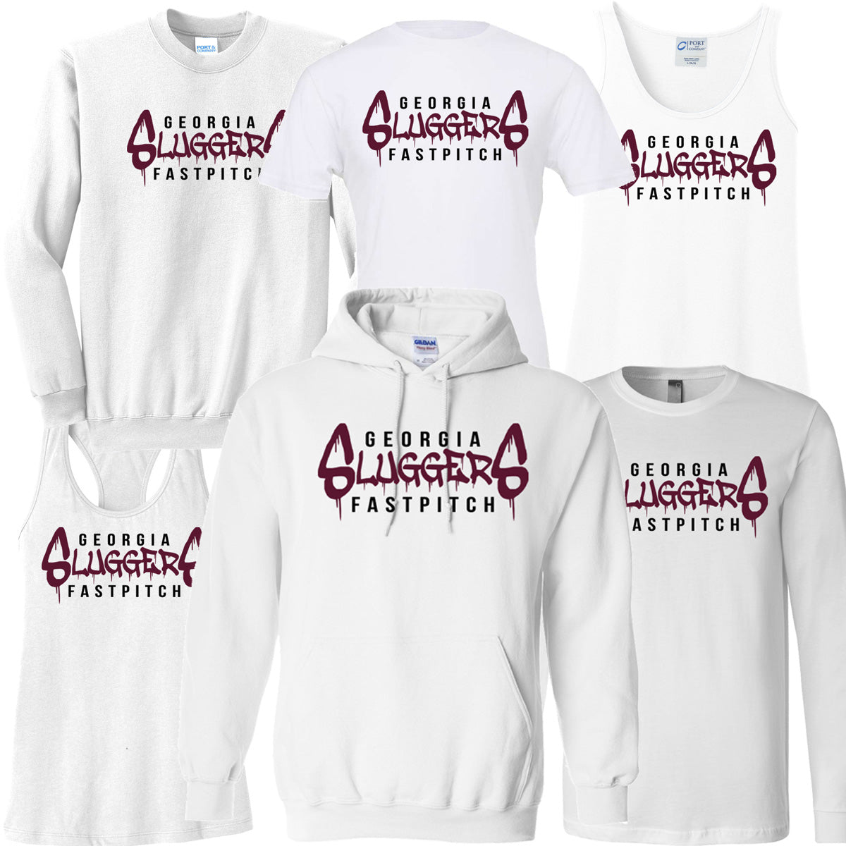 Sluggers - Georgia Sluggers Fastpitch Dripping - White (Tee/Tank/Drifit/Hoodie/Sweatshirt)