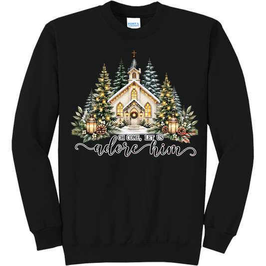 Snowy church winter lettering design - Black (Tee/Sweatshirt/Hoodie)