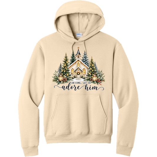 Snowy church winter lettering design - Natural (Tee/Sweatshirt/Hoodie)