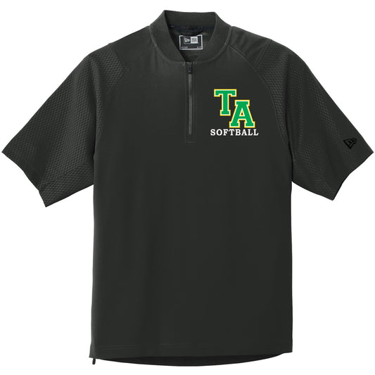 Twiggs Academy - New Era Cage Short Sleeve 1-4-Zip Jacket with TA Softball (varsity font) - Black (NEA600) - Southern Grace Creations
