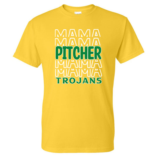 Twiggs Academy - Pitcher Mama Trojans - Yellow (Tee/DriFit/Hoodie/Sweatshirt) - Southern Grace Creations