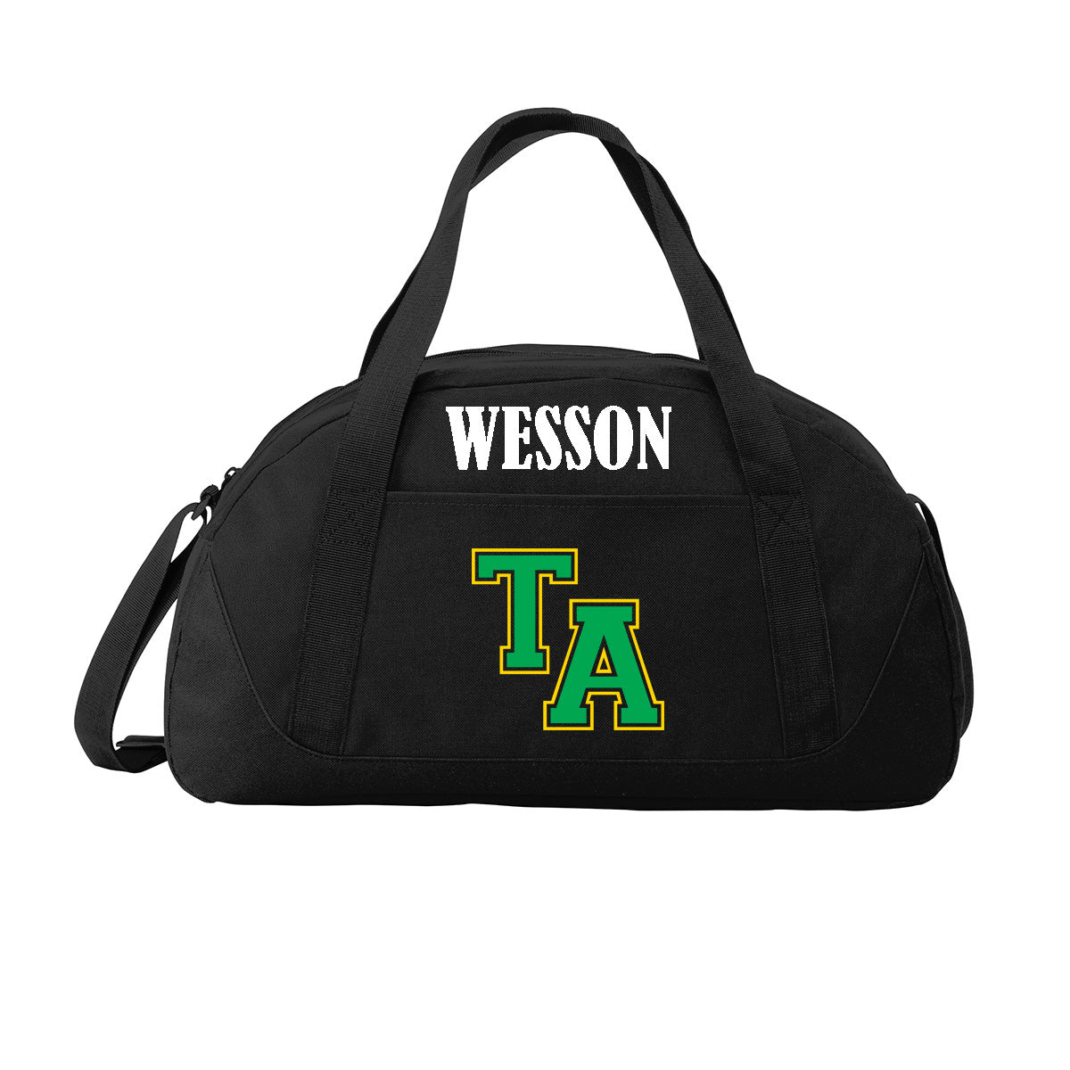 Twiggs Academy - Small Dome Duffle Bag with TA (varsity font) - Black (BG818) - Southern Grace Creations