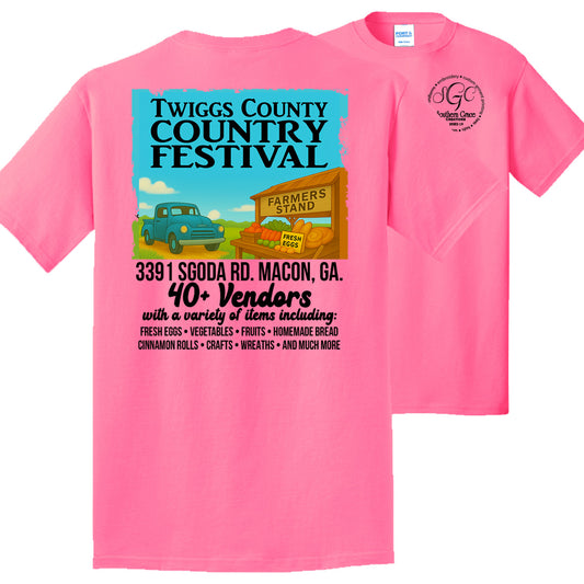 Twiggs County - Twiggs County Country Market - Short Sleeves - Neon Pink (PC54)