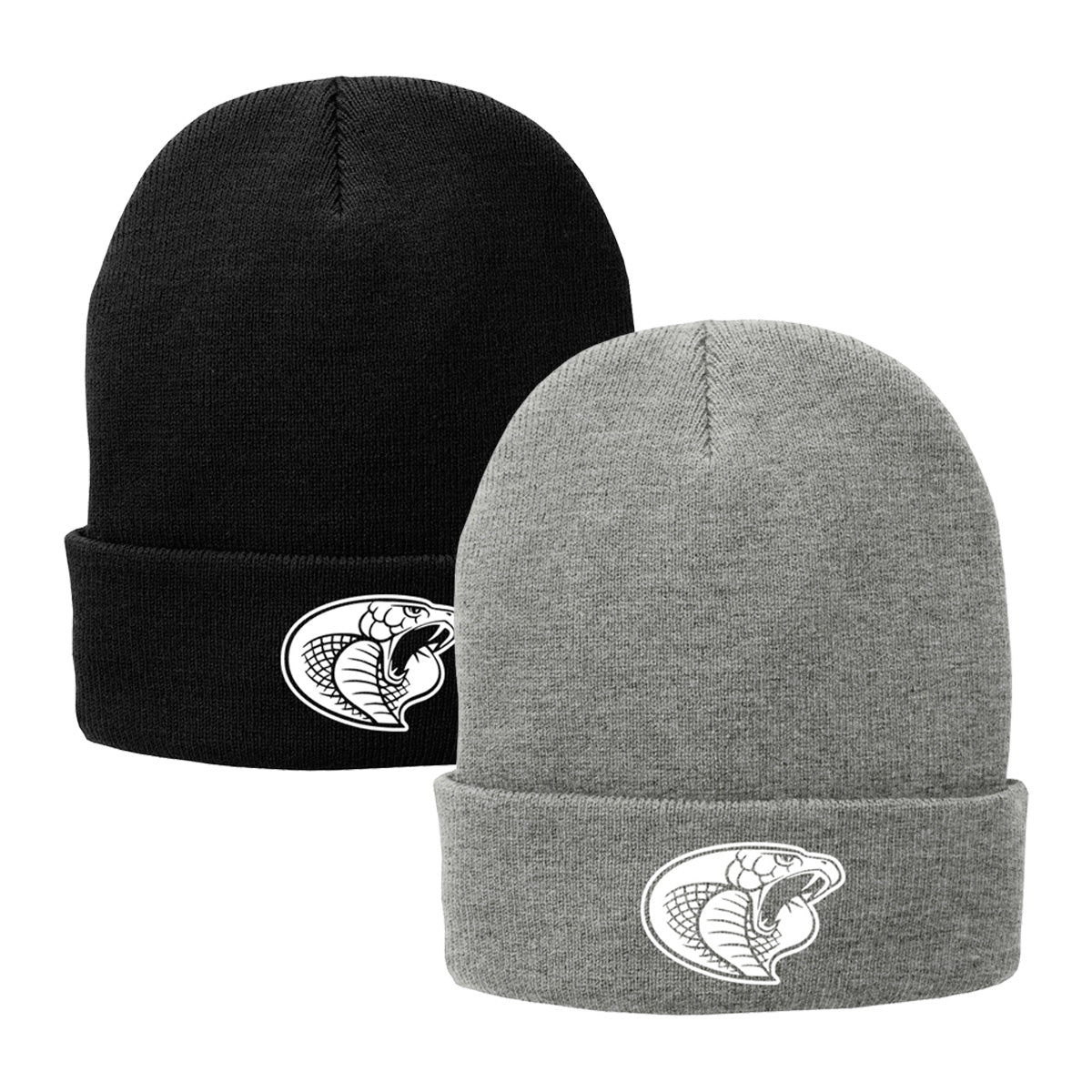 •Twiggs County - Cobra Head (White) - Fleece-Lined Knit Cap (CP90L)