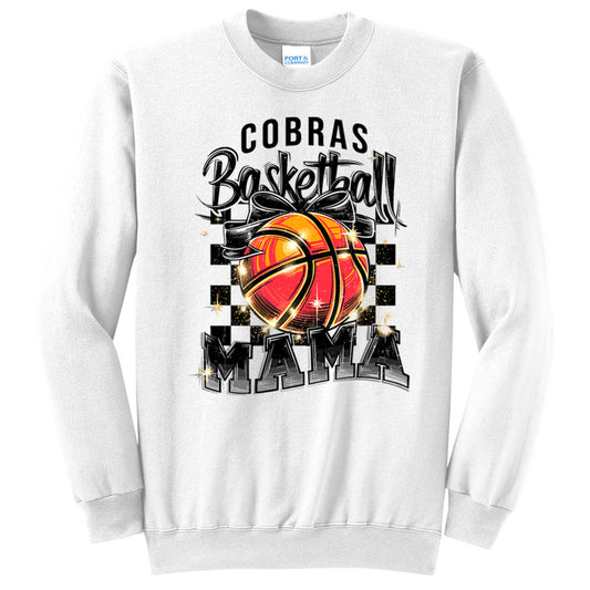 •Twiggs County - Cobras Basketball Mama Checker Board and Bow - White (Tee/Drifit/Hoodie/Sweatshirt)