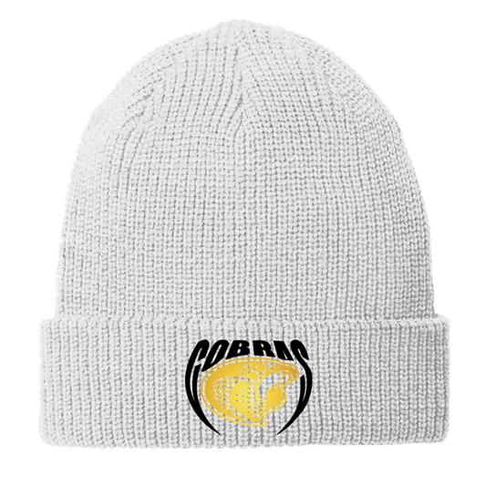 •Twiggs County - Cobras Pointed Cobra Head (Black/Gold) - Chunky Knit Beanie (C958)