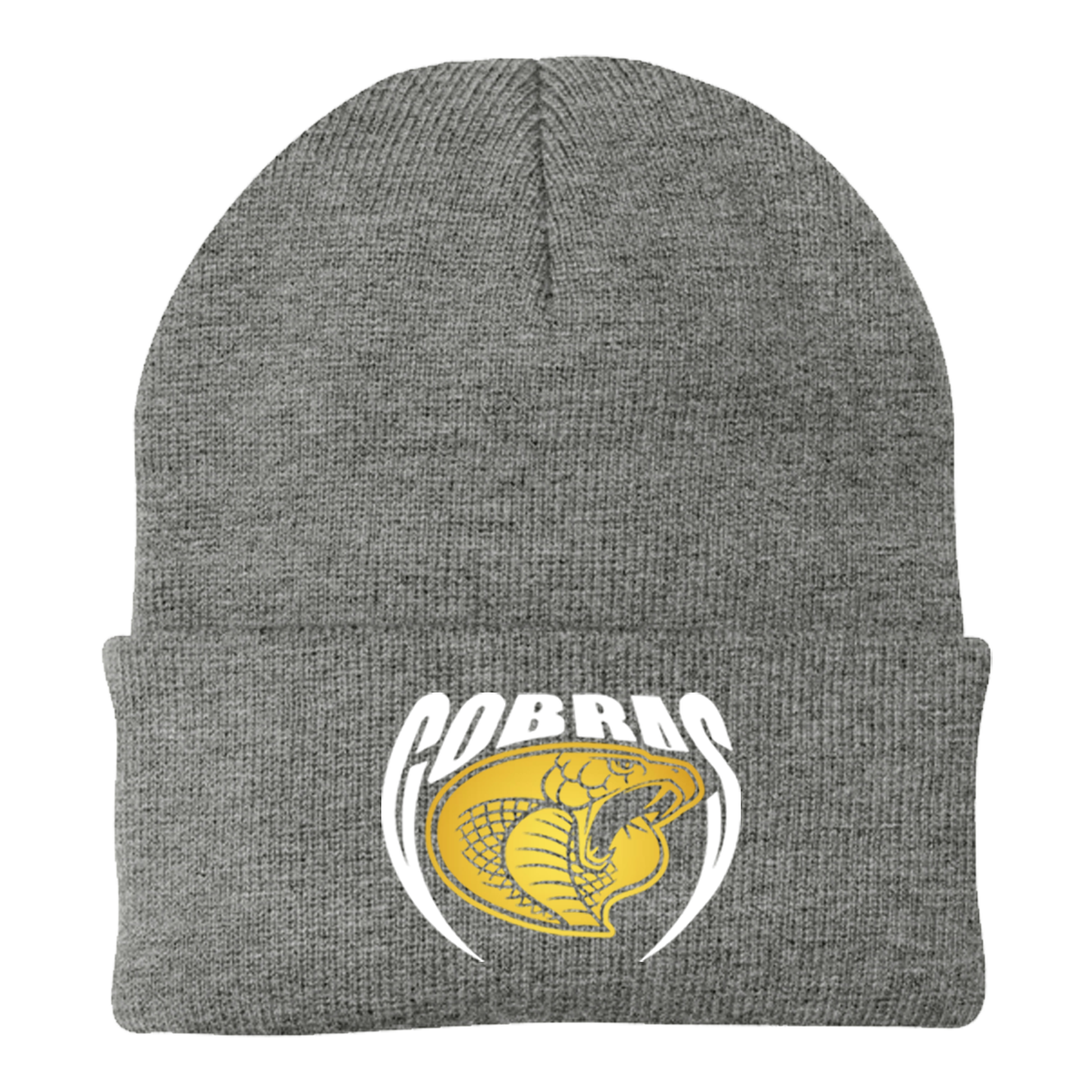 •Twiggs County - Cobras Pointed Cobra Head (White/Gold) - Knit Cap (CP90)