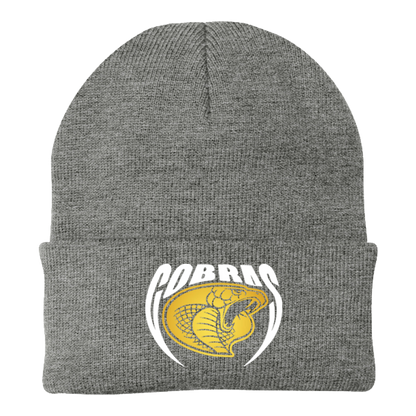 •Twiggs County - Cobras Pointed Cobra Head (White/Gold) - Knit Cap (CP90)