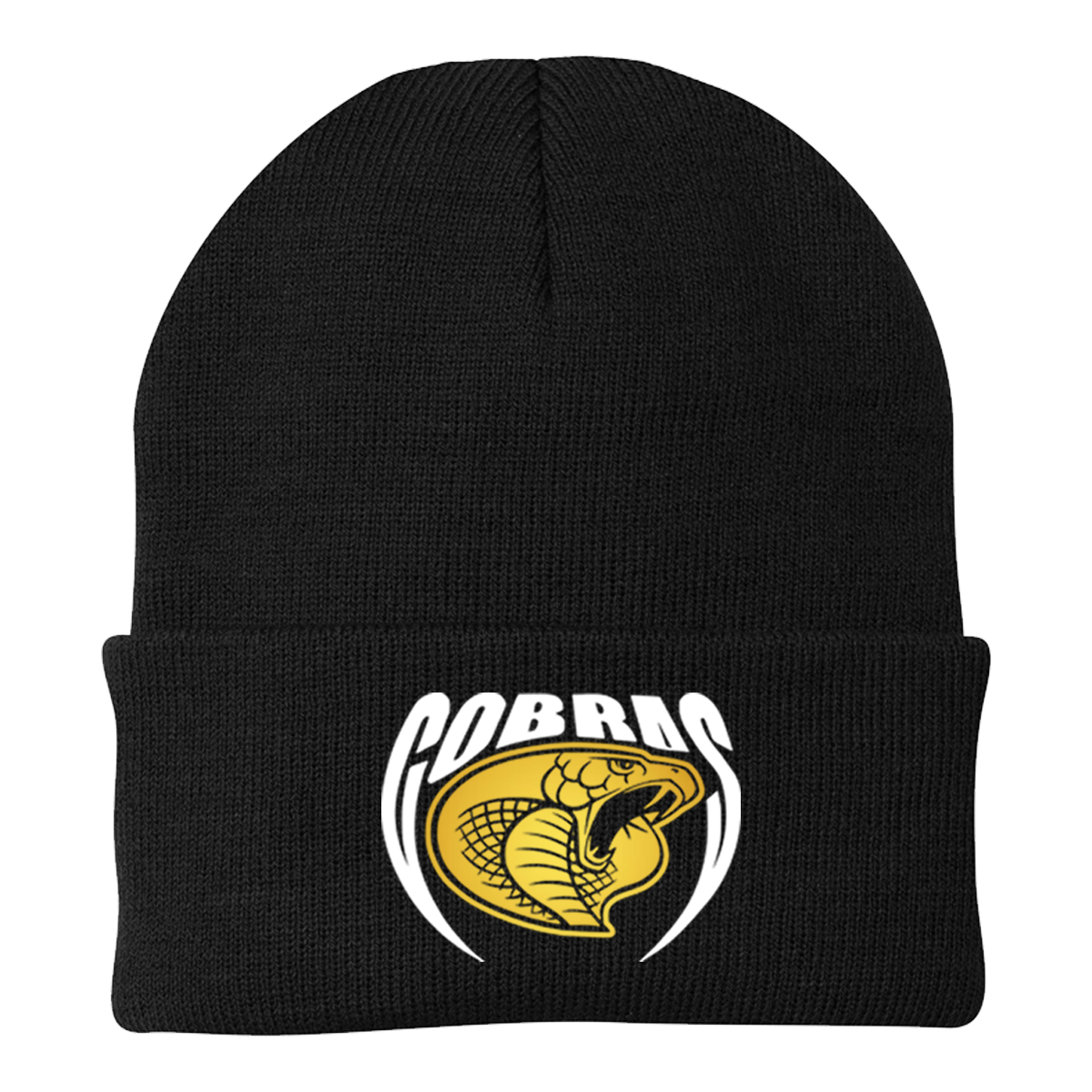 •Twiggs County - Cobras Pointed Cobra Head (White/Gold) - Knit Cap (CP90)