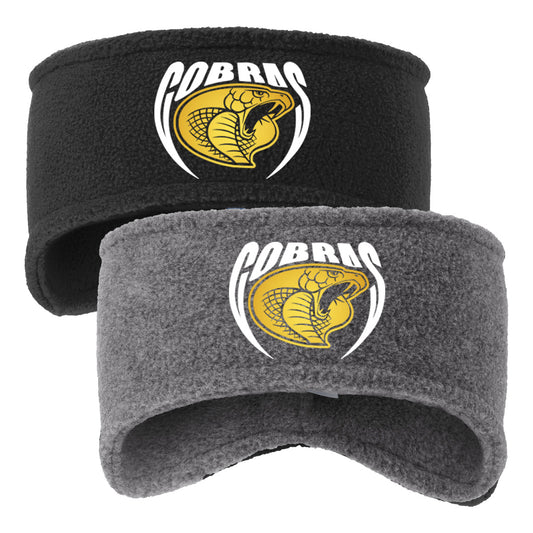 •Twiggs County - Cobras Pointed Cobra Head (White/Gold) - Stretch Fleece Headband (C910)