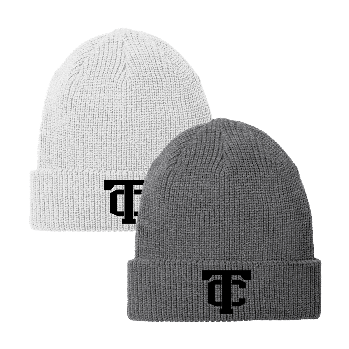•Twiggs County - TC (Black) - Chunky Knit Beanie (C958)
