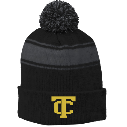 •Twiggs County - TC (Gold) - Stripe Pom Pom Beanie (STC28)