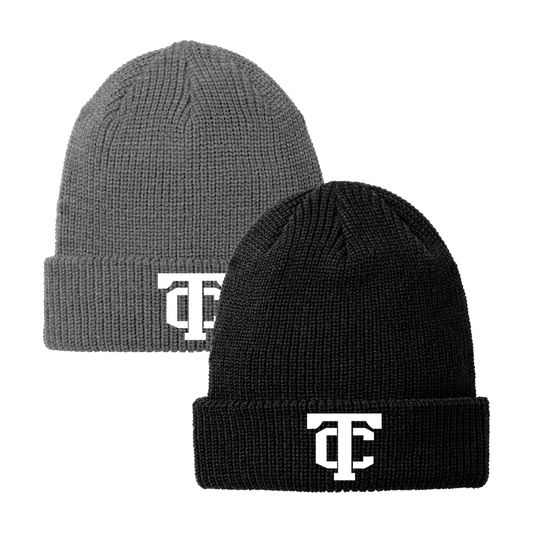•Twiggs County - TC (White) - Chunky Knit Beanie (C958)