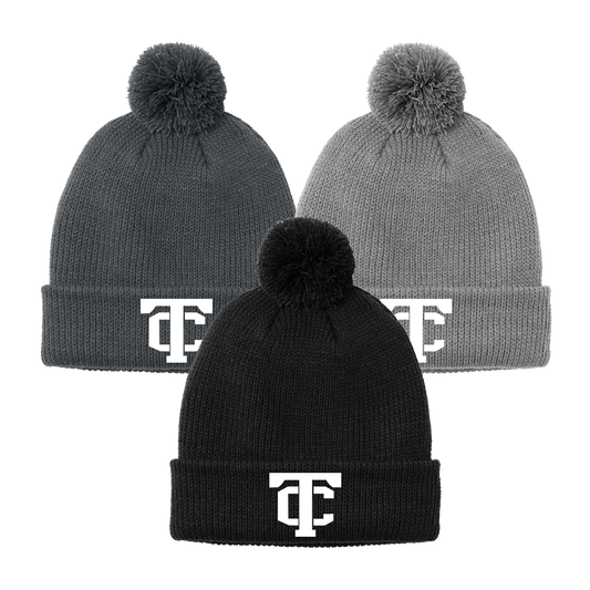•Twiggs County - TC (White) - Cozy Pom Beanie (C978)