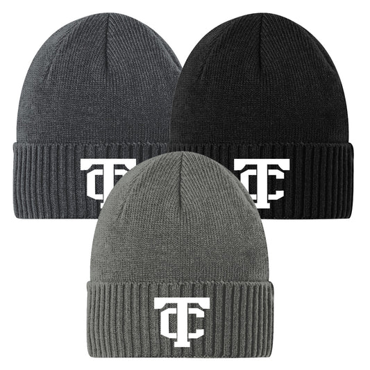 •Twiggs County - TC (White) - Rib Knit Cuff Beanie (C951)