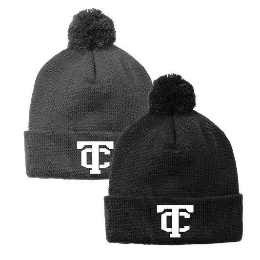 •Twiggs County - TC (White) - Solid Pom Pom Beanie (STC37)