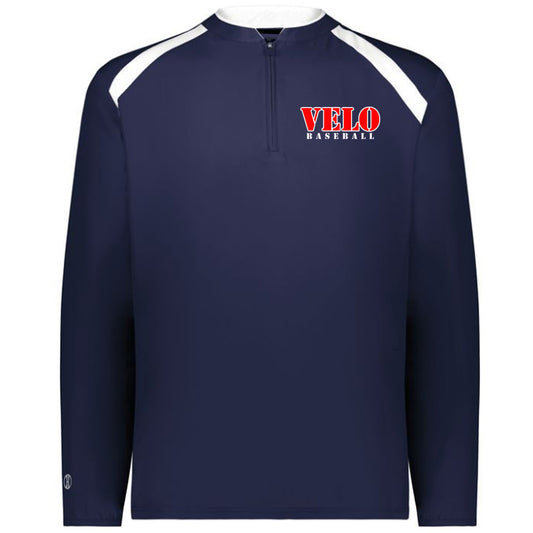 Velo BB - Clubhouse Longsleeves Cage Jacket with VELO Baseball (Stencil Font) - Navy - Southern Grace Creations