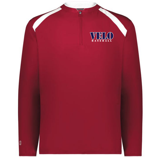 Velo BB - Clubhouse Longsleeves Cage Jacket with VELO Baseball (Stencil Font) - Red - Southern Grace Creations