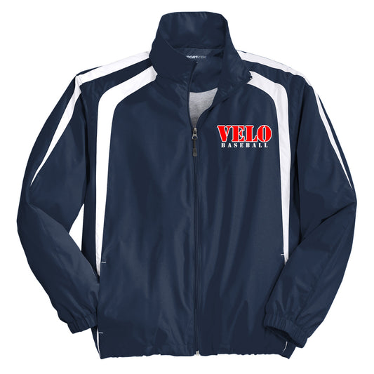 Velo BB - Colorblock Raglan Jacket with VELO Baseball (Stencil Font) - Navy - Southern Grace Creations
