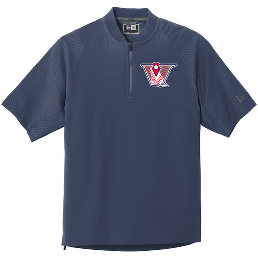 Velo BB - New Era Cage Short Sleeve 1-4-Zip Jacket with V Logo - Navy - Southern Grace Creations