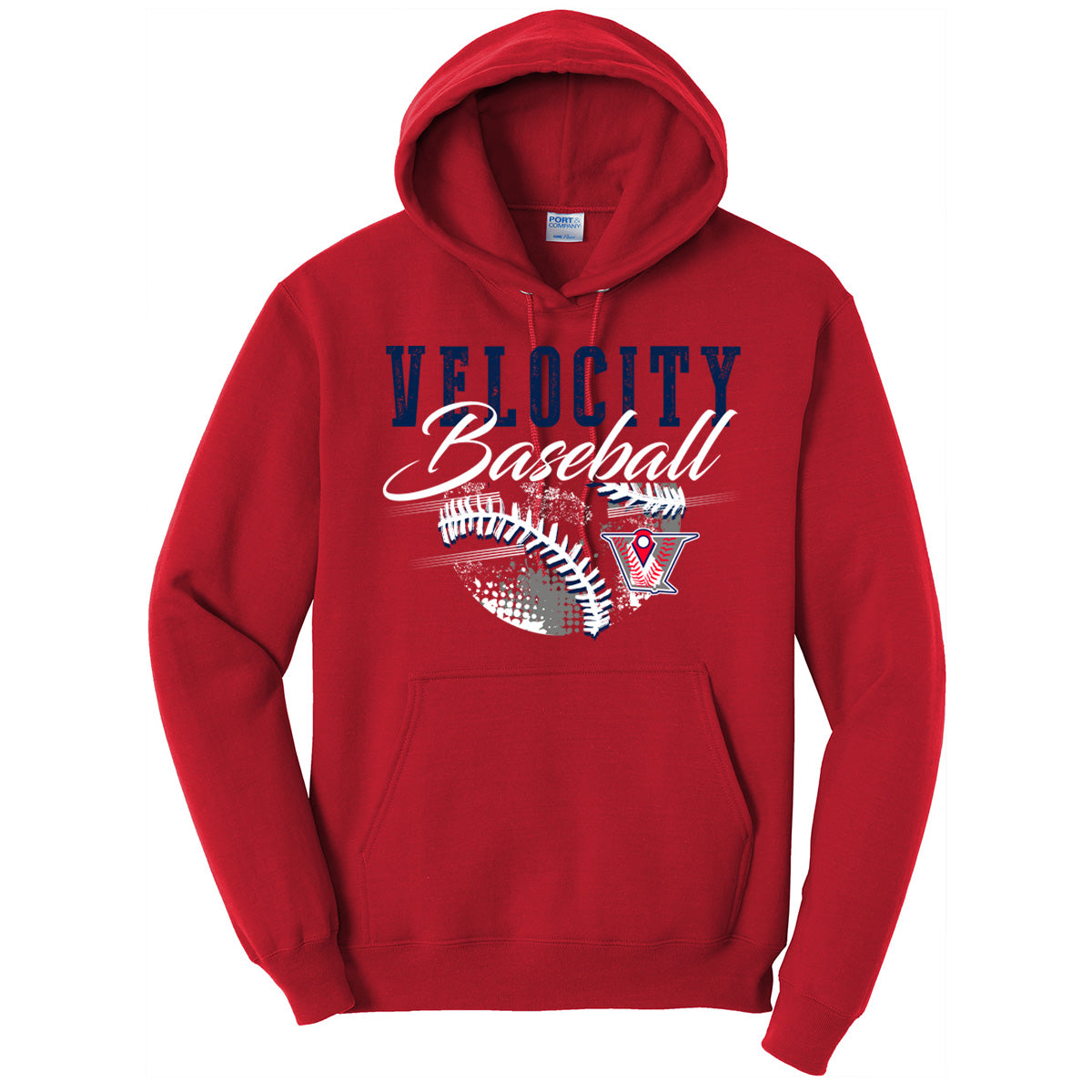 Velo BB - VELOCITY BASEBALL WITH BALL AND LOGO - Red (Tee/DriFit/Hoodie/Sweatshirt) - Southern Grace Creations