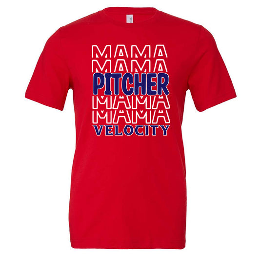 Velo FP - Pitcher Mama Velocity - Red (Tee/DriFit/Hoodie/Sweatshirt) - Southern Grace Creations