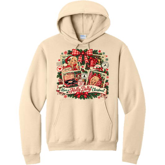 Vintage Dolly Christmas Stamp Collage - Natural (Tee/Sweatshirt/Hoodie)