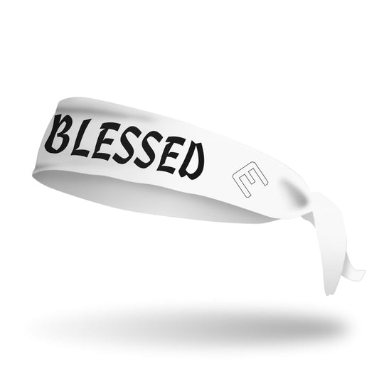 White BLESSED Tie Headband - Southern Grace Creations