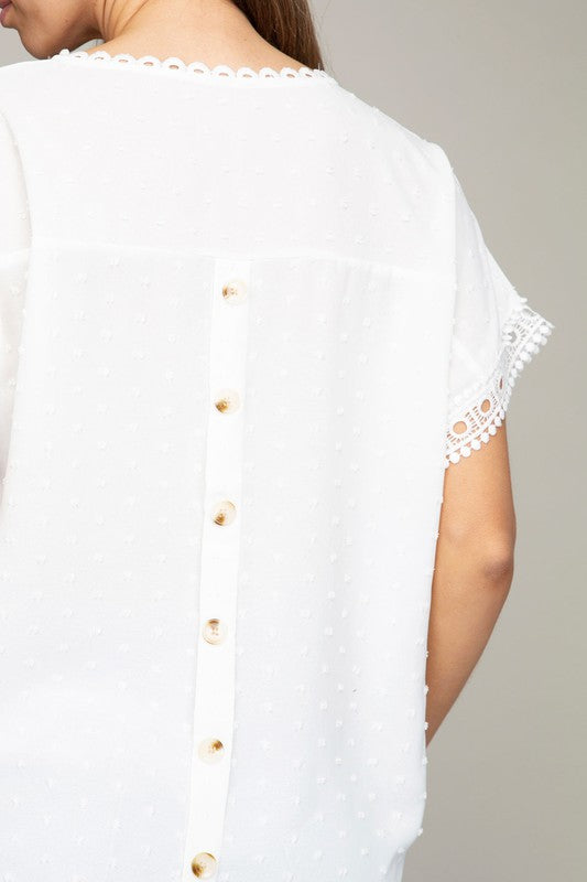 White Swiss Dot with lace trim blouses - Southern Grace Creations