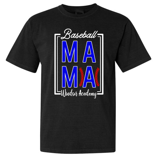 Windsor - Baseball Mama Stitches Box Windsor Academy - Black (Tee/Hoodie/Sweatshirt) - Southern Grace Creations