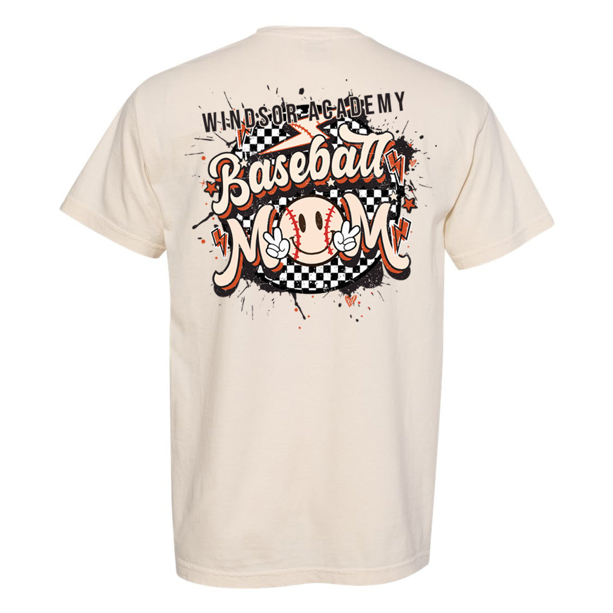 Windsor - Baseball Mom Retro Checkered Board - Comfort Color Tee - Ivory - Southern Grace Creations