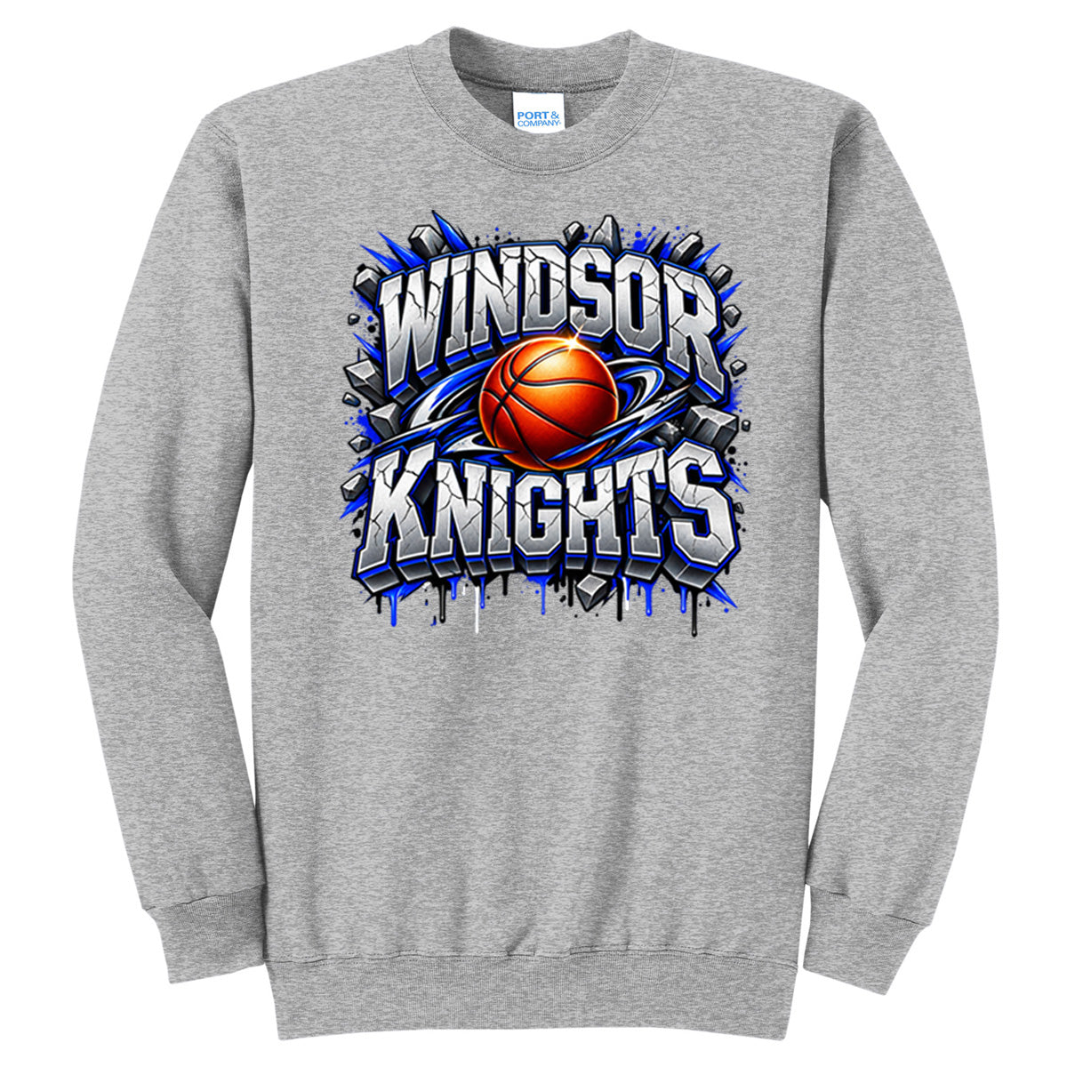 Windsor - Basketball Windsor Knights Stone Letters - Athletic Heather (Tee/Drifit/Sweatshirt/Hoodie)