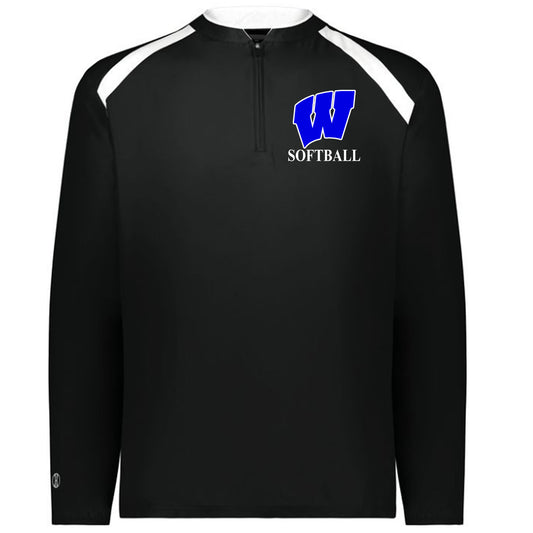 Windsor - Clubhouse Longsleeves Cage Jacket with W Softball Logo - Black - Southern Grace Creations