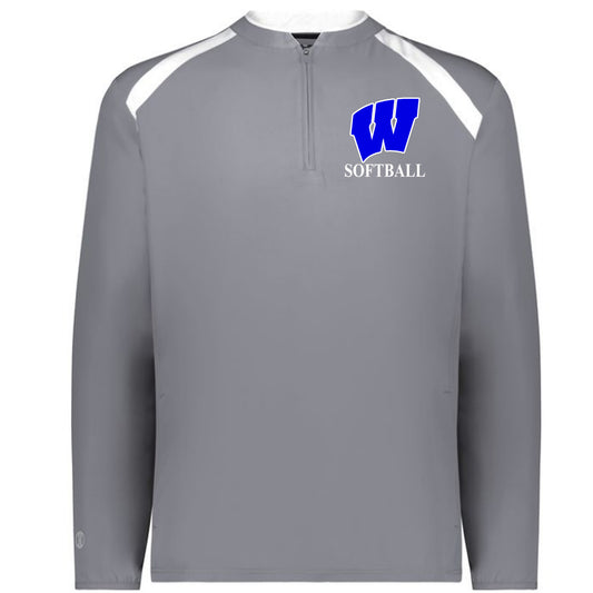 Windsor - Clubhouse Longsleeves Cage Jacket with W Softball Logo - Grey - Southern Grace Creations