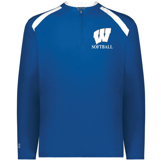 Windsor - Clubhouse Longsleeves Cage Jacket with W Softball Logo - Royal - Southern Grace Creations