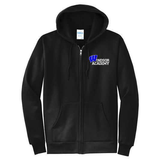 Windsor - Fleece Full-Zip Hoodie with Full Logo - Black (PC78ZH/PC90YZH) - Southern Grace Creations