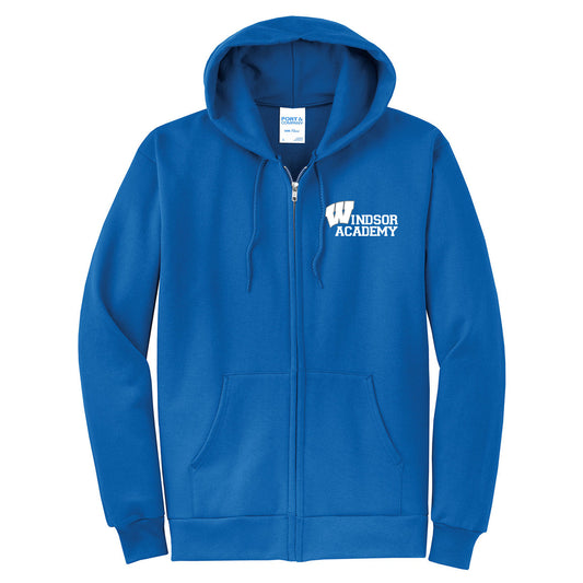 Windsor - Fleece Full-Zip Hoodie with Full Logo - Royal (PC78ZH/PC90YZH) - Southern Grace Creations