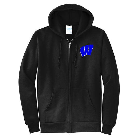 Windsor - Fleece Full-Zip Hoodie with W - Black (PC78ZH/PC90YZH) - Southern Grace Creations