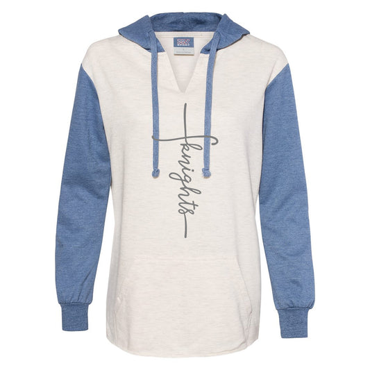 Windsor - Knights Cross Ladies Colorblocked Hoodie - Stonewash Oatmeal (W20145) - Southern Grace Creations