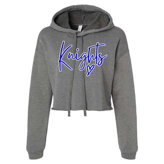 Windsor - Knights Script - Women's Crop Fleece Hoodie - Deep Heather (7502) - Southern Grace Creations