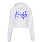 Windsor - Knights Script - Women's Crop Fleece Hoodie - White (7502) - Southern Grace Creations