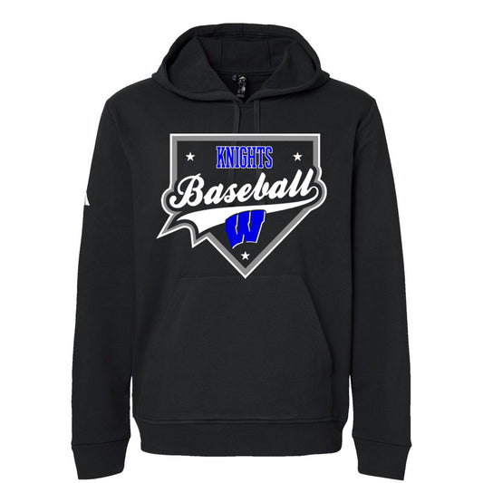 Windsor - Knights Baseball Homeplate - ADIDAS Unisex Fleece Hooded Sweatshirt - Black (A432)