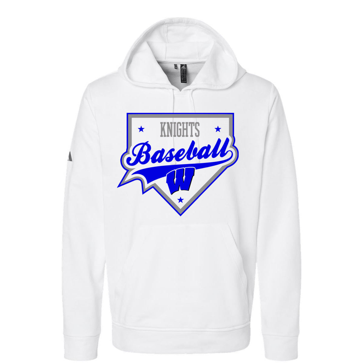 Windsor - Knights Baseball Homeplate - ADIDAS Unisex Fleece Hooded Sweatshirt - White (A432)