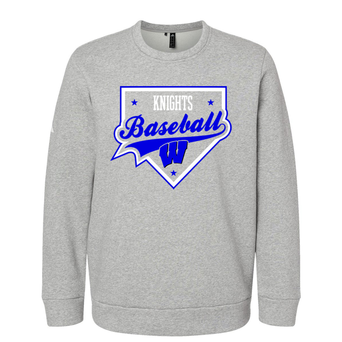 Windsor - Knights Baseball Homeplate - ADIDAS Unisex Fleece Crewneck Sweatshirt - Grey Heather (A434)