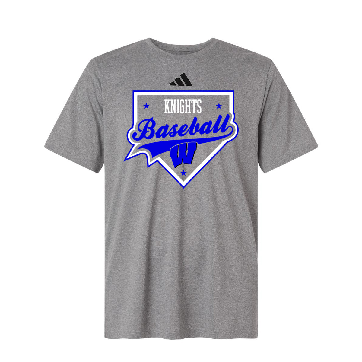 Windsor - Knights Baseball Homeplate - ADIDAS Men's Pregame T-Shirt - Medium Grey Heather/ Black (AT101)
