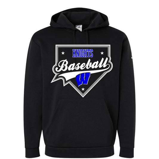 Windsor - Knights Baseball Homeplate - ADIDAS Men's Fleece Hooded Sweatshirt - Black (AT203)
